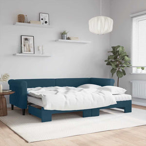 vidaXL Extendable Day Bed with Mattresses Blue 80x200 cm Velvet