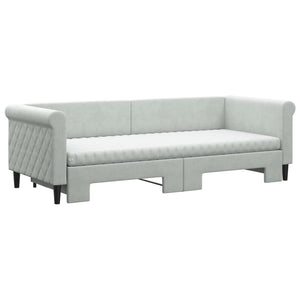 vidaXL Day Bed Extendable with Mattresses Light Grey 80x200 cm Velvet