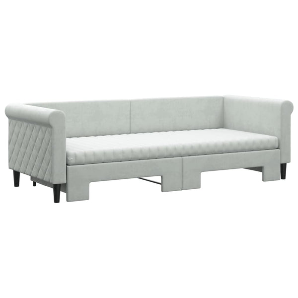 vidaXL Day Bed Extendable with Mattresses Light Grey 80x200 cm Velvet