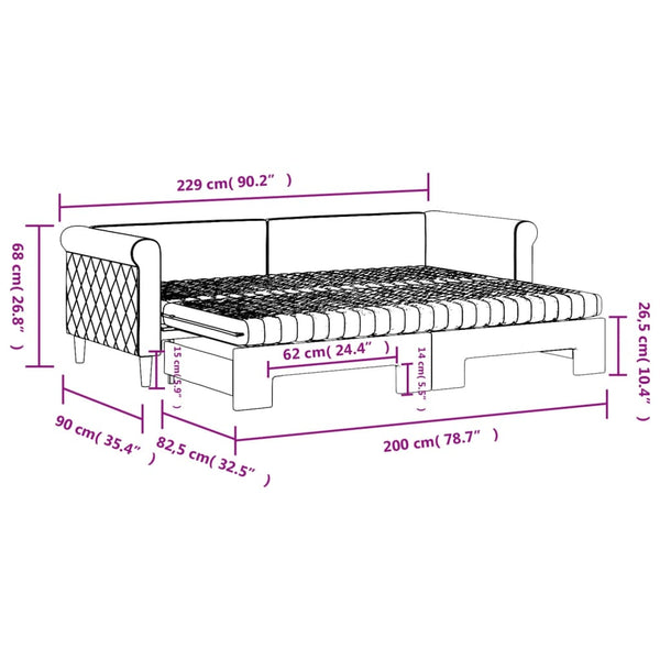 vidaXL Day Bed Extendable with Mattresses Light Grey 80x200 cm Velvet