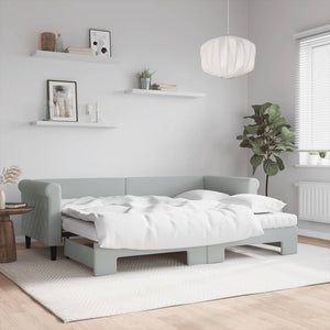 vidaXL Day Bed Extendable with Mattresses Light Grey 80x200 cm Velvet