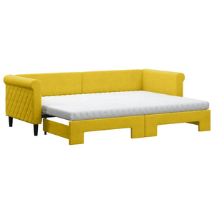 vidaXL Extendable Day Bed with Mattresses Yellow 80x200 cm Velvet