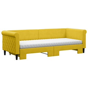 vidaXL Extendable Day Bed with Mattresses Yellow 80x200 cm Velvet