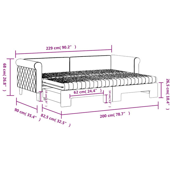 vidaXL Extendable Day Bed with Mattresses Yellow 80x200 cm Velvet