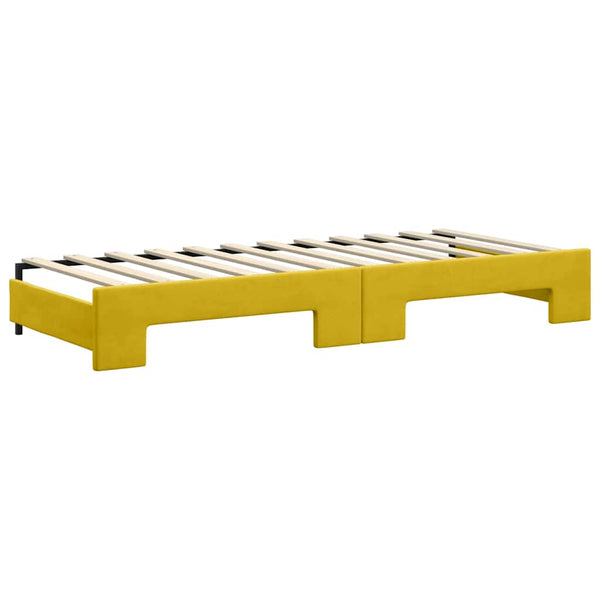 vidaXL Extendable Day Bed with Mattresses Yellow 80x200 cm Velvet