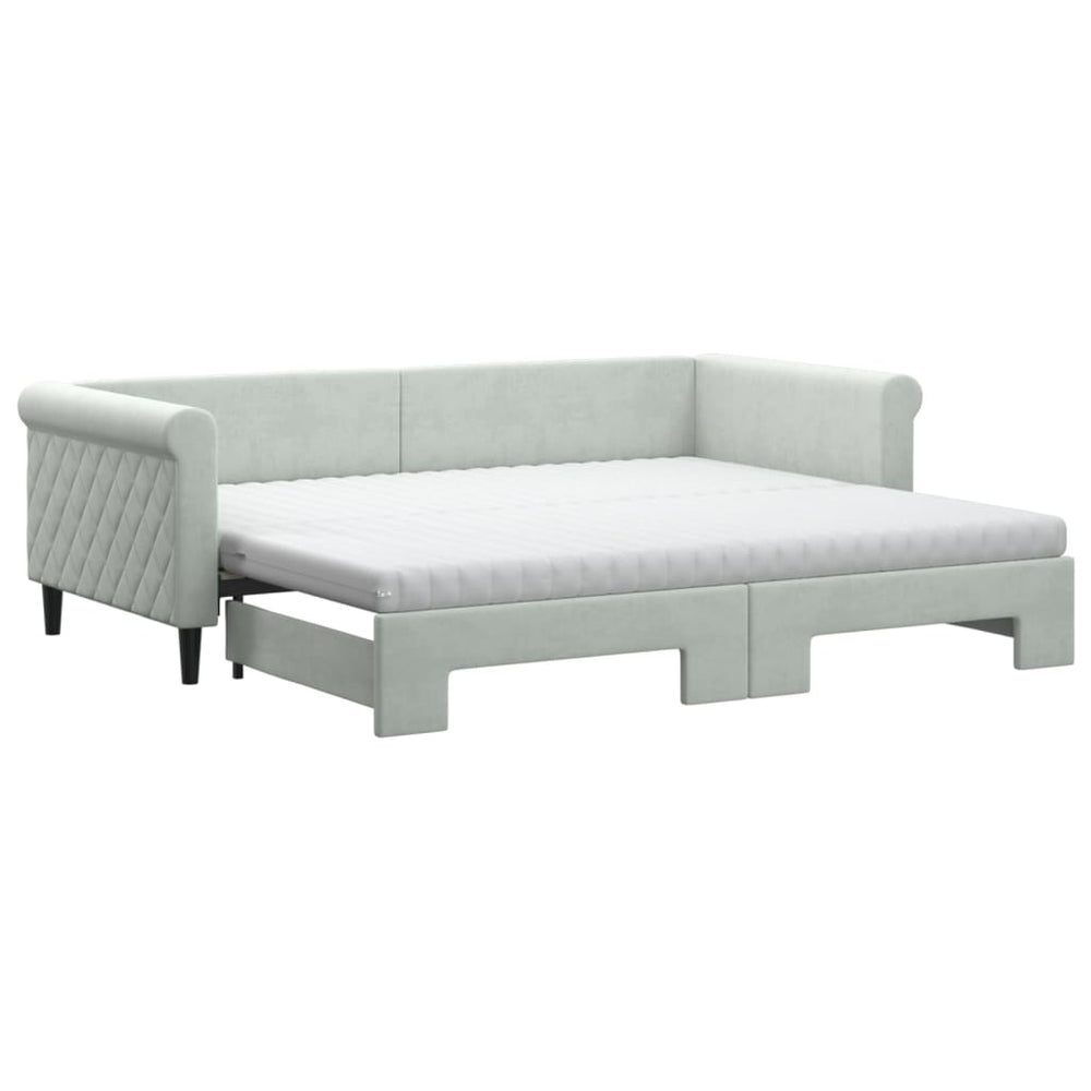 vidaXL Extendable Daybed with Mattresses Light Grey 90x200 cm Velvet