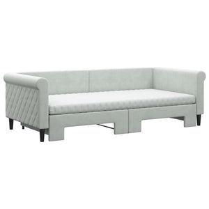vidaXL Extendable Daybed with Mattresses Light Grey 90x200 cm Velvet