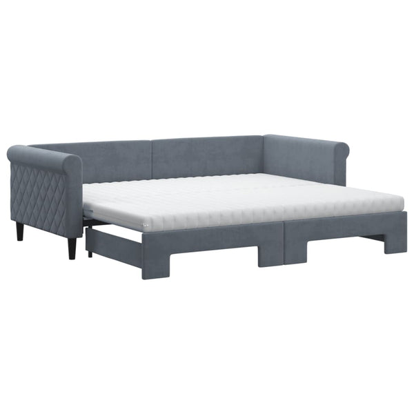 vidaXL Day Bed Extendable with Mattresses Dark Grey 90x200 cm Velvet