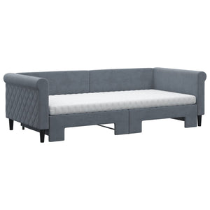 vidaXL Day Bed Extendable with Mattresses Dark Grey 90x200 cm Velvet