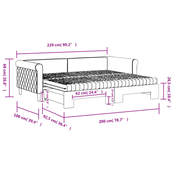 vidaXL Day Bed Extendable with Mattresses Dark Grey 90x200 cm Velvet