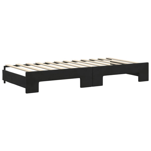 vidaXL Extendable Day Bed with Mattresses Black 90x200 cm Velvet