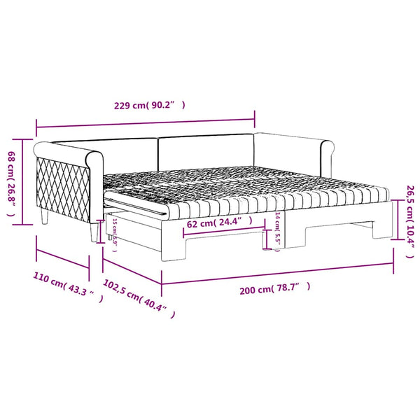 vidaXL Extendable Day Bed with Mattresses Blue 100x200 cm Velvet