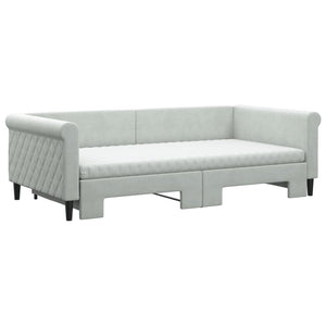 vidaXL Extendable Day Bed with Mattresses Light Grey 100x200 cm Velvet