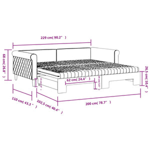 vidaXL Extendable Day Bed with Mattresses Light Grey 100x200 cm Velvet