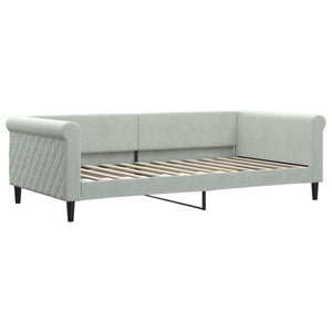 vidaXL Extendable Day Bed with Mattresses Light Grey 100x200 cm Velvet