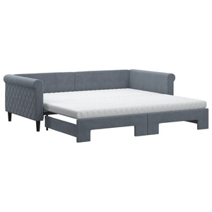 vidaXL Extendable Day Bed with Mattresses Dark Grey 100x200 cm Velvet