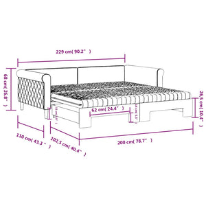 vidaXL Extendable Day Bed with Mattresses Dark Grey 100x200 cm Velvet