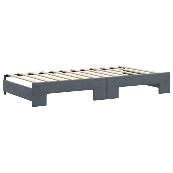 vidaXL Extendable Day Bed with Mattresses Dark Grey 100x200 cm Velvet