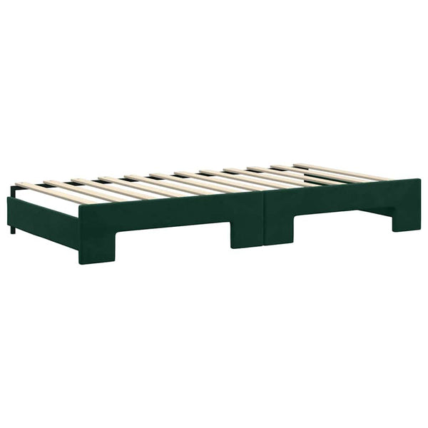 vidaXL Extendable Day Bed with Mattresses Dark Green 100x200 cm Velvet