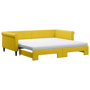 vidaXL Extendable Daybed with Mattresses Yellow 100x200 cm Velvet