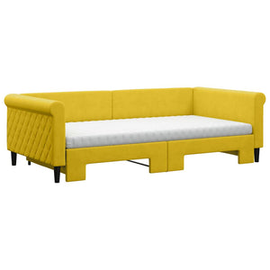 vidaXL Extendable Daybed with Mattresses Yellow 100x200 cm Velvet