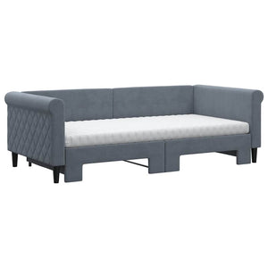 vidaXL Extendable Day Bed with Mattresses Dark Grey 90x190 cm Velvet