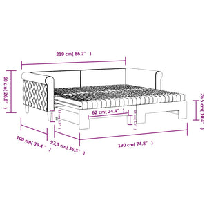 vidaXL Extendable Day Bed with Mattresses Dark Grey 90x190 cm Velvet