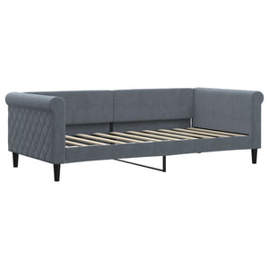vidaXL Extendable Day Bed with Mattresses Dark Grey 90x190 cm Velvet
