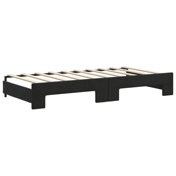 vidaXL Extendable Day Bed with Mattresses Black 90x190 cm Velvet