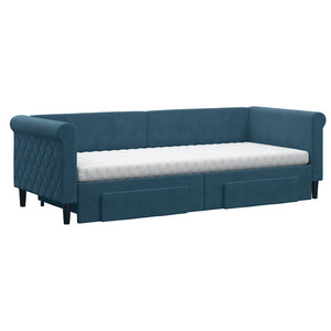 vidaXL Extendable Day Bed with Drawers Blue 80x200 cm Velvet
