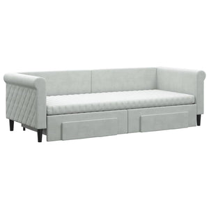 vidaXL Daybed Extendable with Drawers Light Grey 80x200 cm Velvet
