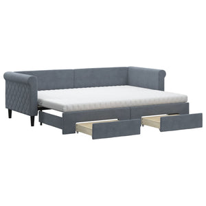 vidaXL Extendable Day Bed with Drawers Dark Grey 80x200 cm Velvet