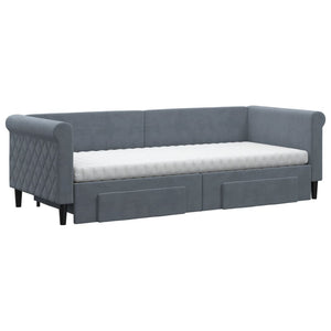 vidaXL Extendable Day Bed with Drawers Dark Grey 80x200 cm Velvet