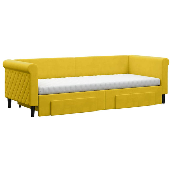 vidaXL Extendable Day Bed with Drawers Yellow 80x200 cm Velvet