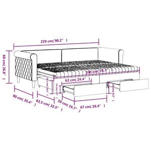 vidaXL Extendable Day Bed with Drawers Yellow 80x200 cm Velvet