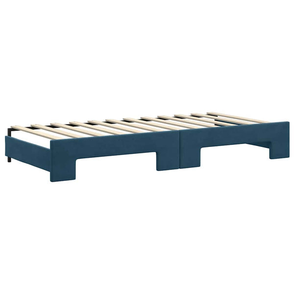 vidaXL Extendable Day Bed with Drawers Blue 90x200 cm Velvet