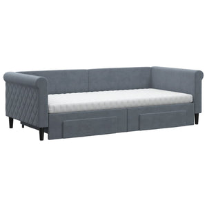 vidaXL Extendable Day Bed with Drawers Dark Grey 90x200 cm Velvet