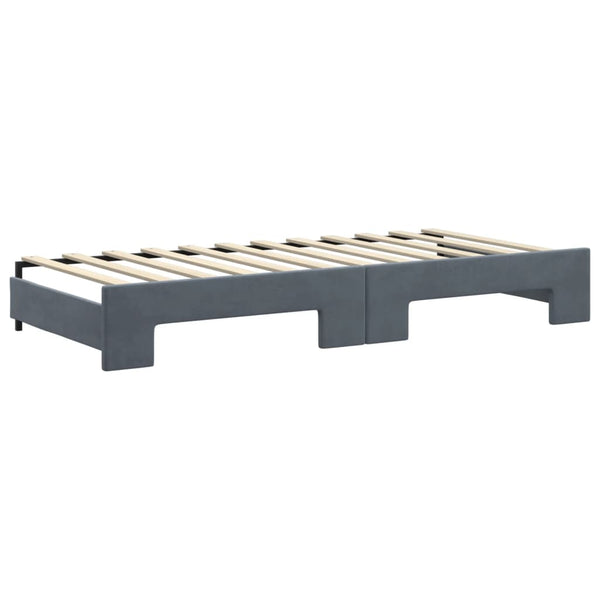 vidaXL Extendable Day Bed with Drawers Dark Grey 90x200 cm Velvet