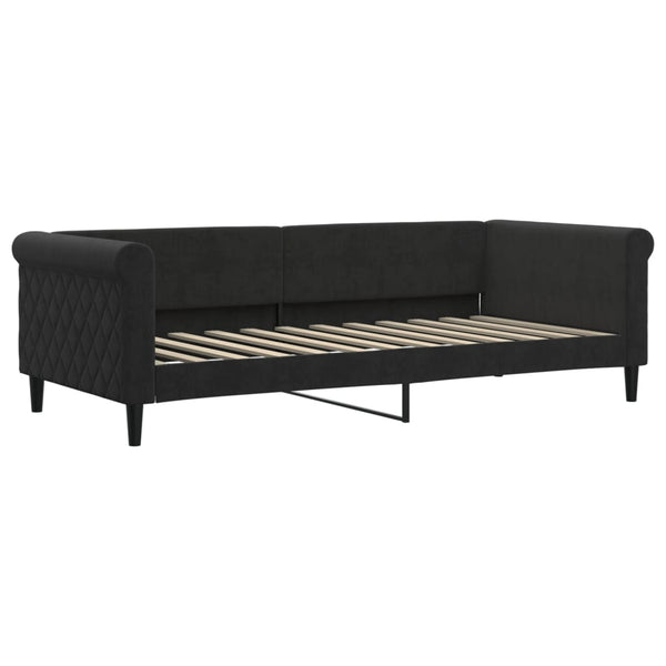 vidaXL Extendable Day Bed with Drawers Black 90x200 cm Velvet