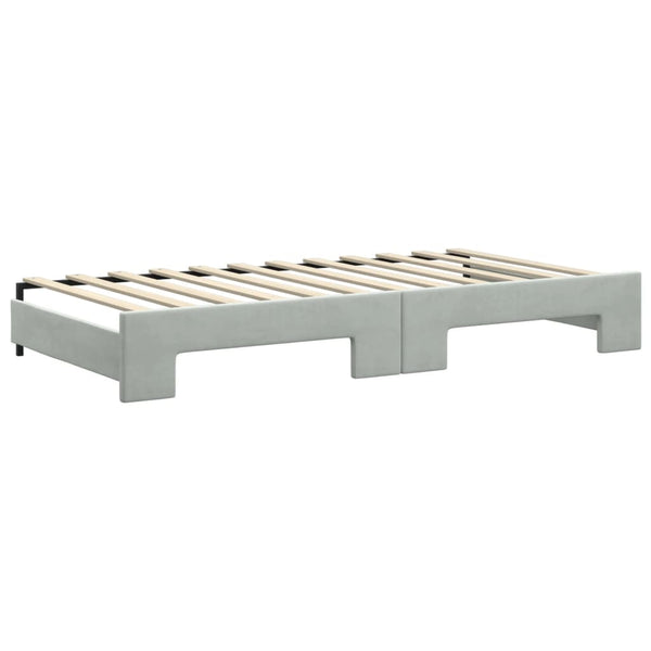 vidaXL Extendable Day Bed with Drawers Light Grey 100x200 cm Velvet