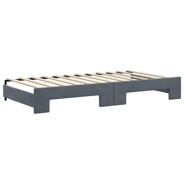 vidaXL Extendable Day Bed with Drawers Dark Grey 100x200 cm Velvet