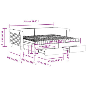 vidaXL Extendable Daybed with Drawers Dark Grey 90x190 cm Velvet