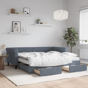 vidaXL Extendable Daybed with Drawers Dark Grey 90x190 cm Velvet