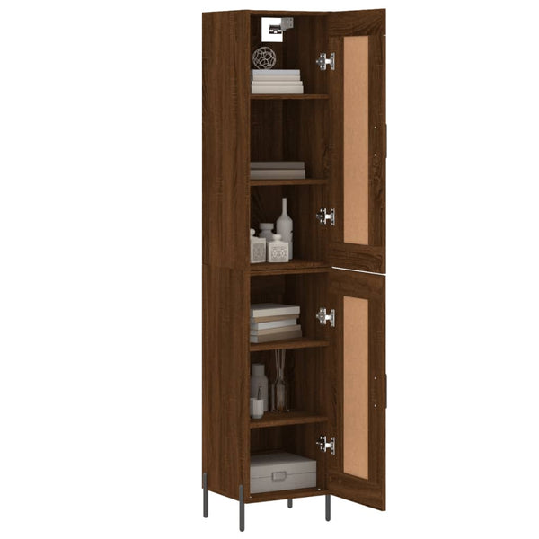 vidaXL Highboard Brown Oak Look 34.5x34x180 cm Engineered Wood