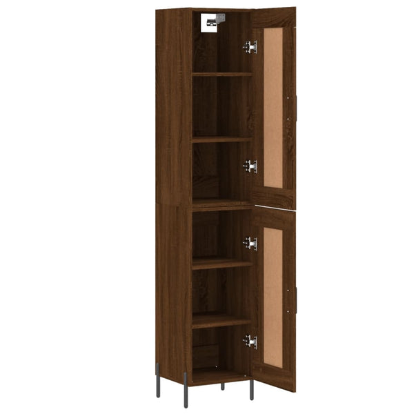 vidaXL Highboard Brown Oak Look 34.5x34x180 cm Engineered Wood