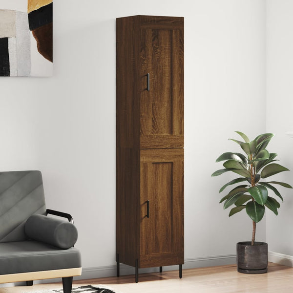 vidaXL Highboard Brown Oak Look 34.5x34x180 cm Engineered Wood