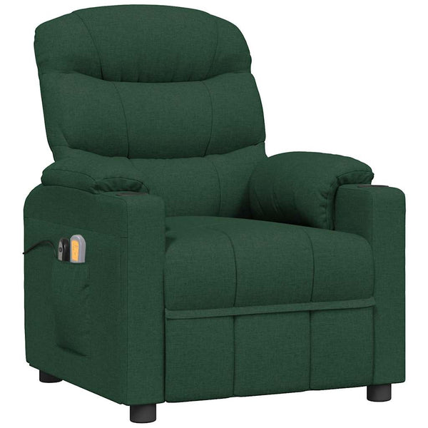 vidaXL Electric Massage Armchair Dark Green Fabric