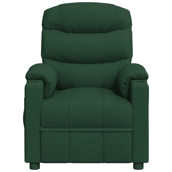 vidaXL Electric Massage Armchair Dark Green Fabric