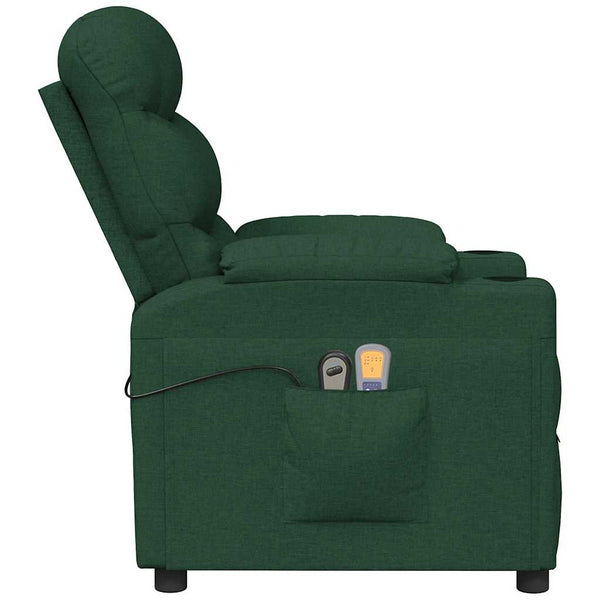vidaXL Electric Massage Armchair Dark Green Fabric