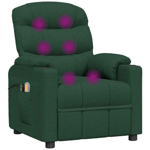 vidaXL Electric Massage Armchair Dark Green Fabric